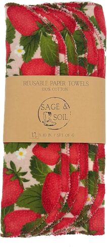 Vibrant Bundles Of Strawberries With Flowers Reusable Paper Towels - 6 Pack Of 12" x 10" Washable, Absorbent, 100% Cotton paperless Towels in Saudi Arabia