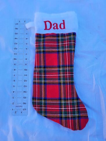 Red Flannel Plaid Custom Embroidered Christmas Stocking in Saudi Arabia