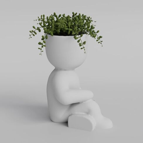 Adorable Sitting Character Planter with Book - 3D Printed in PLA - Cute Succulent and Small Plant Holder - Home Decor Planter in Saudi Arabia