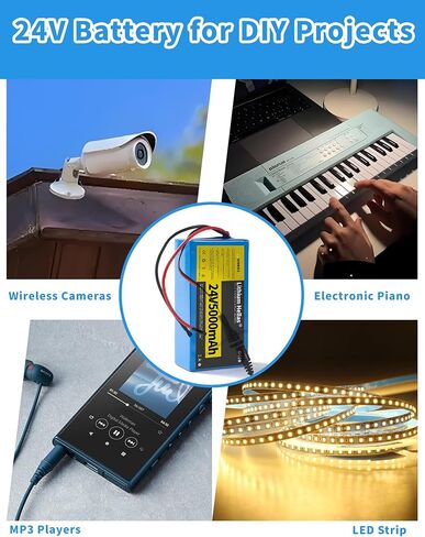 24V 5Ah Lithium Battery with 29.4V 1A Charger, 24 Volt Rechargeable Battery for DIY Projects in Kuwait