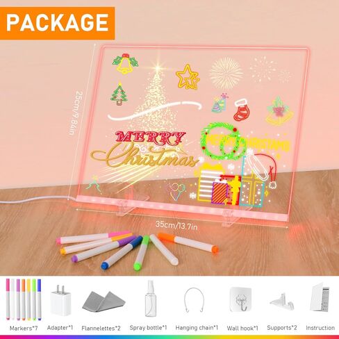 LED Note Board with Colors, 13.7"X10" 4 Modes & 7 Colors Rewritable LED Acrylic Drawing Board, Holiday Trend Gift, for Children, Schools, Home Offices in Saudi Arabia