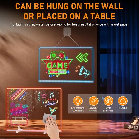 LED Note Board with Colors, 13.7"X10" 4 Modes & 7 Colors Rewritable LED Acrylic Drawing Board, Holiday Trend Gift, for Children, Schools, Home Offices in Saudi Arabia