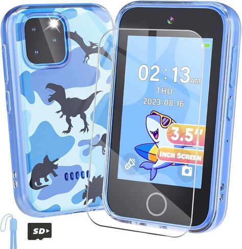 الهاتف الذكي للأطفال ، 3.5 بوصة شاشة تعمل باللمس ألعاب الديناصورات للأولاد 3 4 5 6 7 8 9 9 سنوات ، لعبة الهاتف التعليمية للهواتف للهدية عيد ميلاد عيد الميلاد طفل 3-8 ， الكاميرا المزدوجة ، التعلم ABC ، ​​فيديو ، مشغل الفيديو in Kuwait