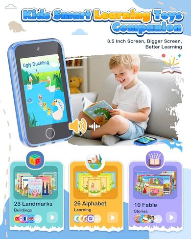 الهاتف الذكي للأطفال ، 3.5 بوصة شاشة تعمل باللمس ألعاب الديناصورات للأولاد 3 4 5 6 7 8 9 9 سنوات ، لعبة الهاتف التعليمية للهواتف للهدية عيد ميلاد عيد الميلاد طفل 3-8 ， الكاميرا المزدوجة ، التعلم ABC ، ​​فيديو ، مشغل الفيديو in Kuwait