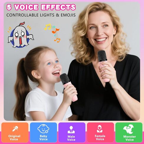 MGAOLO ترقية لعبة Mini Karaoke Machine للأطفال ، مكبر صوت بلوتوث المحمول مع 2 ميكروفونات لاسلكية ، تعبيري وأضواء LED الملونة ، السفر المنزلي واللعب هدايا للبنين (الأرجواني) in Kuwait