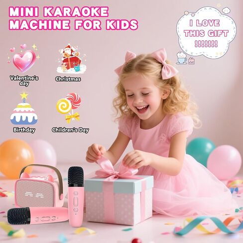 MGAOLO ترقية لعبة Mini Karaoke Machine للأطفال ، مكبر صوت بلوتوث المحمول مع 2 ميكروفونات لاسلكية ، تعبيري وأضواء LED الملونة ، السفر المنزلي واللعب هدايا للبنين (الأرجواني) in Kuwait
