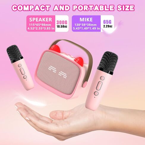 MGAOLO ترقية لعبة Mini Karaoke Machine للأطفال ، مكبر صوت بلوتوث المحمول مع 2 ميكروفونات لاسلكية ، تعبيري وأضواء LED الملونة ، السفر المنزلي واللعب هدايا للبنين (الأرجواني) in Kuwait