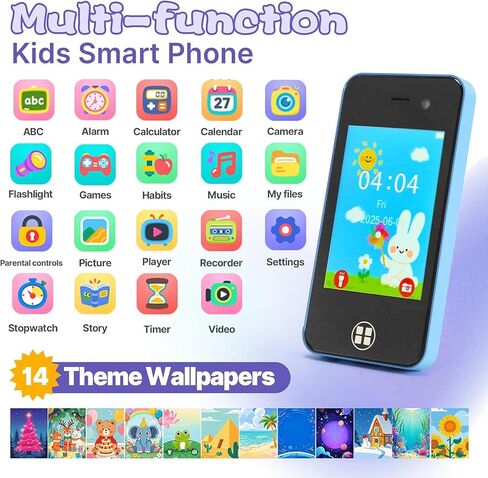 Kids Smart Phone, Christmas Birthday Gifts for Boys Girls Toddler Cell Phone Toys with Dual Camera Music Player Mini Educational Learning Games Fake Phone for 4-8 Year Old with 16G SD Card (Pink) in Saudi Arabia