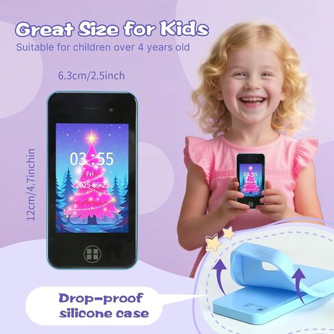 Kids Smart Phone, Christmas Birthday Gifts for Boys Girls Toddler Cell Phone Toys with Dual Camera Music Player Mini Educational Learning Games Fake Phone for 4-8 Year Old with 16G SD Card (Pink) in Saudi Arabia