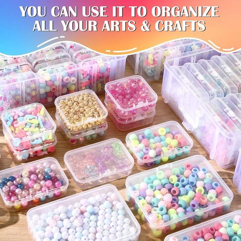 VTG Bead Organizer Box, 84 Pcs Small Plastic Containers with Lids, 4-Tier Stackable Storage Box, Clear Organizers for Jewelry Toys Craft Storage in Kuwait
