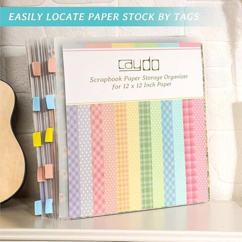 Caydo 36pcs Scrapbook Storage Organizer 12 × 12 منظم تخزين الورق مع 100pcs علامات تبويب index لزجة يحمل سكرابوكينغ ، cardstock ، ورق فينيل in Saudi Arabia