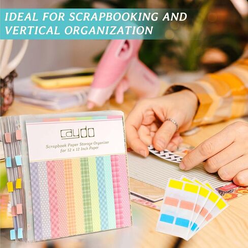 Caydo 36pcs Scrapbook Storage Organizer 12 × 12 منظم تخزين الورق مع 100pcs علامات تبويب index لزجة يحمل سكرابوكينغ ، cardstock ، ورق فينيل in Saudi Arabia