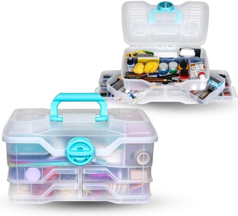 ArtBin Clear Plastic Organizer Small Parts Organizer - for DIY Arts & Crafts Storage Boxes & Organizers, Sewing Storage - Storage Box with Compartments, Project Box - Medium (4 Pivot Trays) 6943PB in Saudi Arabia