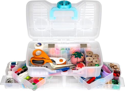 ArtBin Clear Plastic Organizer Small Parts Organizer - for DIY Arts & Crafts Storage Boxes & Organizers, Sewing Storage - Storage Box with Compartments, Project Box - Medium (4 Pivot Trays) 6943PB in Saudi Arabia