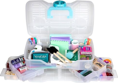 ArtBin Clear Plastic Organizer Small Parts Organizer - for DIY Arts & Crafts Storage Boxes & Organizers, Sewing Storage - Storage Box with Compartments, Project Box - Medium (4 Pivot Trays) 6943PB in Saudi Arabia