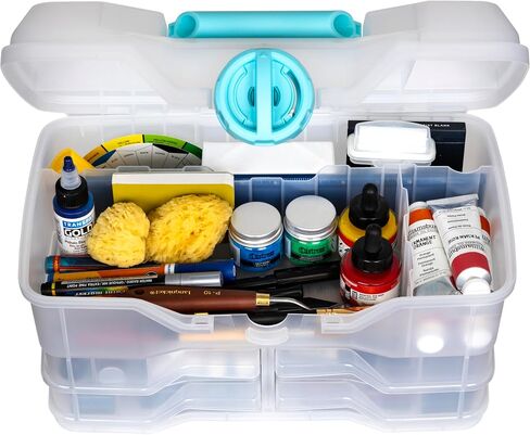 ArtBin Clear Plastic Organizer Small Parts Organizer - for DIY Arts & Crafts Storage Boxes & Organizers, Sewing Storage - Storage Box with Compartments, Project Box - Medium (4 Pivot Trays) 6943PB in Saudi Arabia