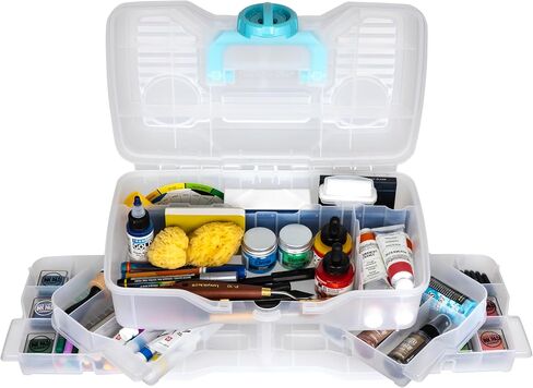 ArtBin Clear Plastic Organizer Small Parts Organizer - for DIY Arts & Crafts Storage Boxes & Organizers, Sewing Storage - Storage Box with Compartments, Project Box - Medium (4 Pivot Trays) 6943PB in Saudi Arabia