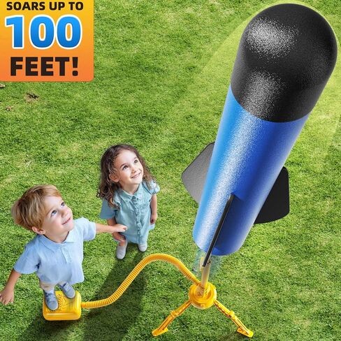 Rocket Launcher for Kids, 12 Foam Rockets, Launch up to 100+ft, Outdoor Outside Backyard Toys for Boys & Girls, Birthday Gift Toys for Kids Boys Girls Age 3 4 5 6 7 8 Years Old in Kuwait