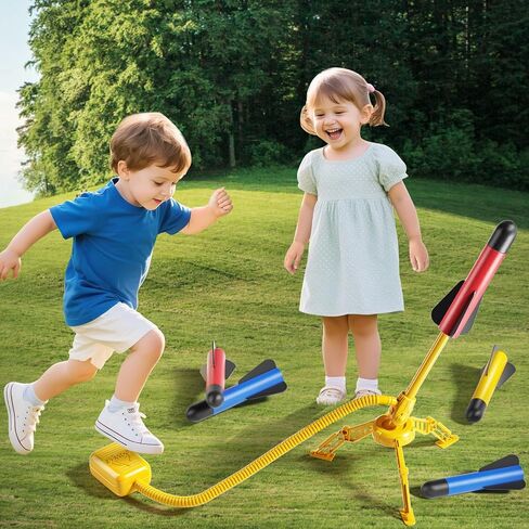 Rocket Launcher for Kids, 12 Foam Rockets, Launch up to 100+ft, Outdoor Outside Backyard Toys for Boys & Girls, Birthday Gift Toys for Kids Boys Girls Age 3 4 5 6 7 8 Years Old in Kuwait