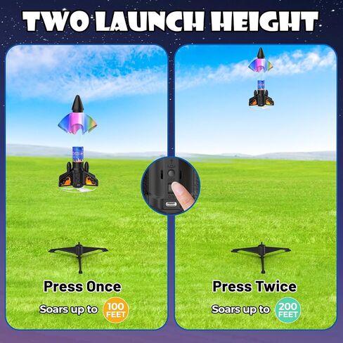 Rocket Launcher for Kids, 200 ft Self Launching Motorized Rocket Toy with LED and Safety Parachute Land, Outdoor Toys Cool Birthday for Boys Ages 8-12 (Orange) in Saudi Arabia