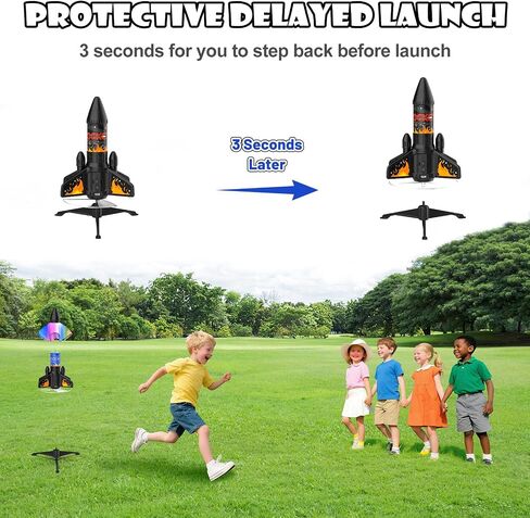 Rocket Launcher for Kids, 200 ft Self Launching Motorized Rocket Toy with LED and Safety Parachute Land, Outdoor Toys Cool Birthday for Boys Ages 8-12 (Orange) in Saudi Arabia