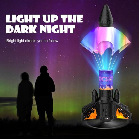 Rocket Launcher for Kids, 200 ft Self Launching Motorized Rocket Toy with LED and Safety Parachute Land, Outdoor Toys Cool Birthday for Boys Ages 8-12 (Orange) in Saudi Arabia