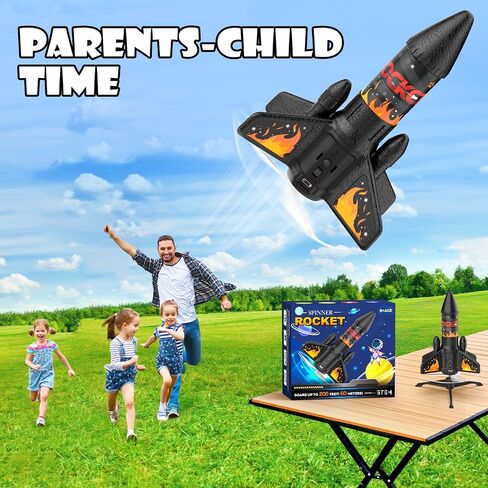 Rocket Launcher for Kids, 200 ft Self Launching Motorized Rocket Toy with LED and Safety Parachute Land, Outdoor Toys Cool Birthday for Boys Ages 8-12 (Orange) in Saudi Arabia