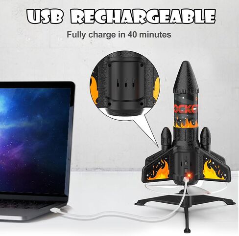 Rocket Launcher for Kids, 200 ft Self Launching Motorized Rocket Toy with LED and Safety Parachute Land, Outdoor Toys Cool Birthday for Boys Ages 8-12 (Orange) in Saudi Arabia