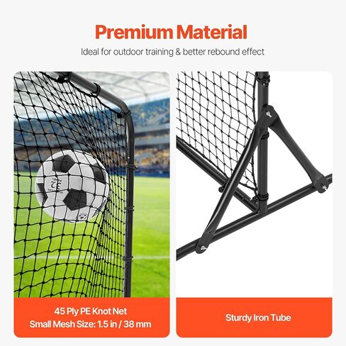 VEVOR Soccer Rebound Trainer, 8x6FT Iron Soccer Training Equipment, Sports Football Rebounder Wall with Double-Sided Rebounding Net & Goal, Perfect for Backyard Practicing, Solo Training, Passing in Saudi Arabia