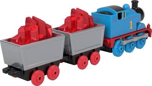 Thomas & Friends by Fisher-Price Train Train ، محرك Mattel 80th الصغير مع سيارات Deco و 2 Stock مع شحن كريستال أحمر in Saudi Arabia