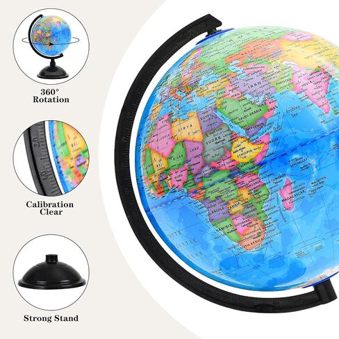 World Globe for Kids Learning - 6 بوصات تفاعلية أرضية مع Stand for Children الجغرافيا التعليمية ، والغزل العالمي العالمي خريطة Decorative Kids غرفة ، والمكتب ، والمنزل in Kuwait