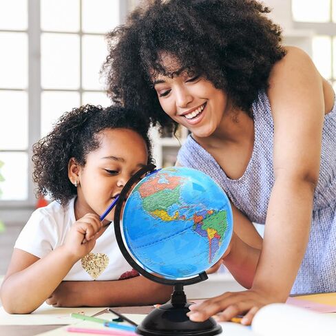 World Globe for Kids Learning - 6 بوصات تفاعلية أرضية مع Stand for Children الجغرافيا التعليمية ، والغزل العالمي العالمي خريطة Decorative Kids غرفة ، والمكتب ، والمنزل in Kuwait