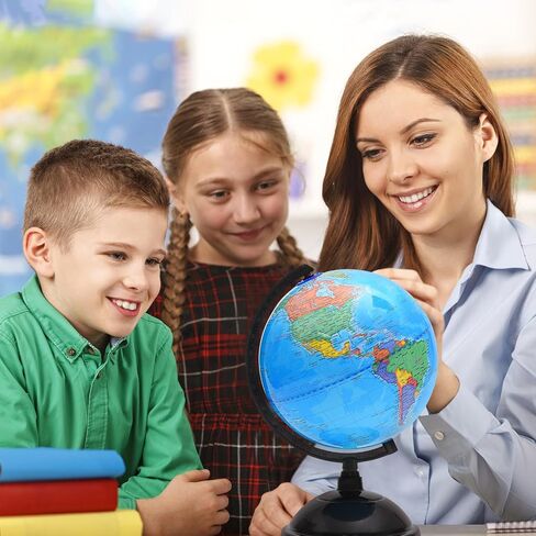 World Globe for Kids Learning - 6 بوصات تفاعلية أرضية مع Stand for Children الجغرافيا التعليمية ، والغزل العالمي العالمي خريطة Decorative Kids غرفة ، والمكتب ، والمنزل in Kuwait