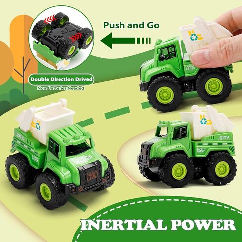 ألعاب شاحنات البناء للأطفال الصغار 1-3 ، ودفع وتذهب مركبات ألعاب مع الخلاط ، وشاحنة القمامة ، والحفر ، والجرافة ، والسيارات التي تعمل بالاحتكاك للبنين والبنات ، والهدية ل 2 in Kuwait