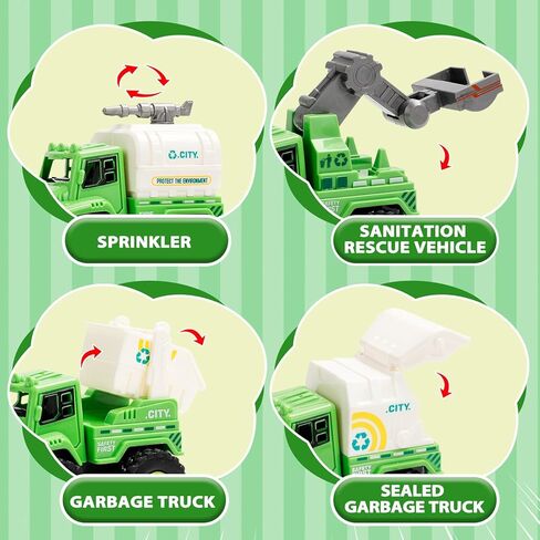 ألعاب شاحنات البناء للأطفال الصغار 1-3 ، ودفع وتذهب مركبات ألعاب مع الخلاط ، وشاحنة القمامة ، والحفر ، والجرافة ، والسيارات التي تعمل بالاحتكاك للبنين والبنات ، والهدية ل 2 in Kuwait