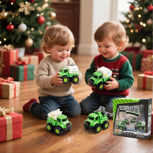 ألعاب شاحنات البناء للأطفال الصغار 1-3 ، ودفع وتذهب مركبات ألعاب مع الخلاط ، وشاحنة القمامة ، والحفر ، والجرافة ، والسيارات التي تعمل بالاحتكاك للبنين والبنات ، والهدية ل 2 in Kuwait