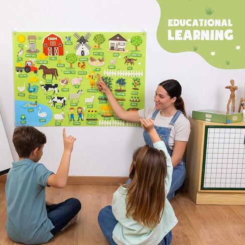 شعرت Bonnyco Board للأطفال الصغار مع 92 شخصية مزرعة الحيوانات. Montessori و Sensory Toys ، هدايا أعياد الميلاد للأطفال من 3 إلى 8 سنوات. الألعاب التعليمية ، والأنشطة التعليمية ، عيد الميلاد in Kuwait