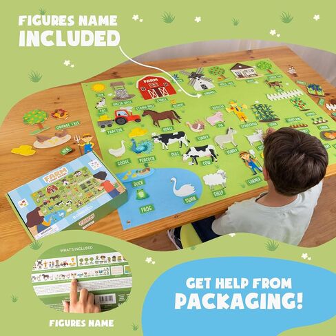 شعرت Bonnyco Board للأطفال الصغار مع 92 شخصية مزرعة الحيوانات. Montessori و Sensory Toys ، هدايا أعياد الميلاد للأطفال من 3 إلى 8 سنوات. الألعاب التعليمية ، والأنشطة التعليمية ، عيد الميلاد in Kuwait