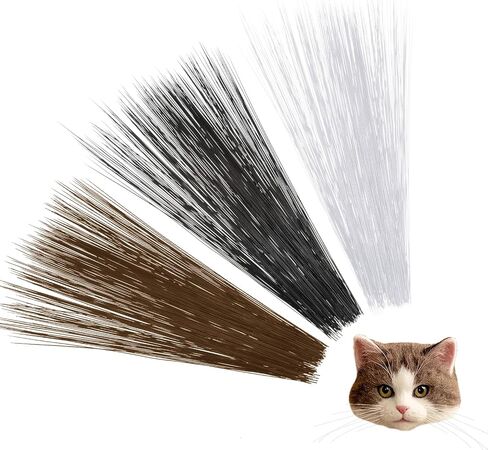 900PCS Simulated Animal Whiskers for Crafts, 3 Inches Craft Animal Whiskers Simulated Cat Whisker Animals Needle Felting Whisker Plastic Whiskeres Supplies for Stuffed Muppet (White, Black, Brown) in Saudi Arabia