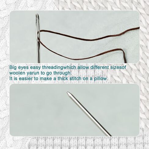 Fiveizero 80/40 PCS إبر حادة العين الكبيرة ، 8 أحجام الإبر حياكة الغزل من الفولاذ المقاوم للصدأ ، وإبر الخياطة ، وصياغة الحياكة النسيج الإبر متوترة لإنهاء مشاريع الكروشيه CJ in Kuwait