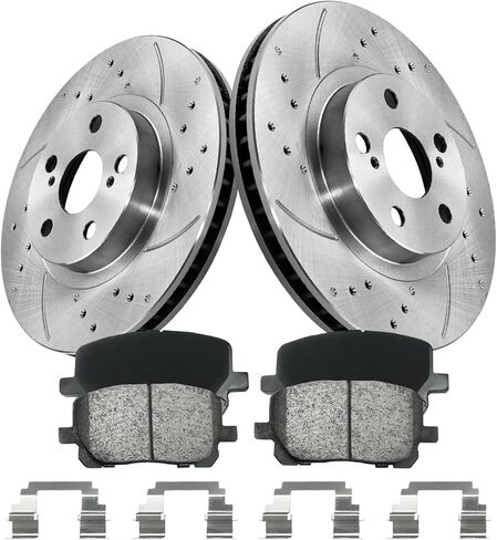 Front Vented G-coated Brake Pads and Rotors Kit for BM X5 2018-2007, BM X6 2019-2011, Brake Rotors + Carbon Fiber Ceramic Brake Pads Kit 331.8mm(13.1in) in Kuwait