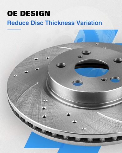 Front Vented G-coated Brake Pads and Rotors Kit for BM X5 2018-2007, BM X6 2019-2011, Brake Rotors + Carbon Fiber Ceramic Brake Pads Kit 331.8mm(13.1in) in Kuwait