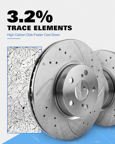 Front Vented G-coated Brake Pads and Rotors Kit for BM X5 2018-2007, BM X6 2019-2011, Brake Rotors + Carbon Fiber Ceramic Brake Pads Kit 331.8mm(13.1in) in Kuwait
