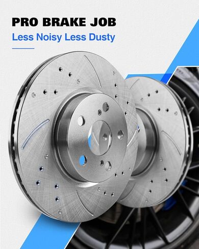 Front Vented G-coated Brake Pads and Rotors Kit for BM X5 2018-2007, BM X6 2019-2011, Brake Rotors + Carbon Fiber Ceramic Brake Pads Kit 331.8mm(13.1in) in Kuwait