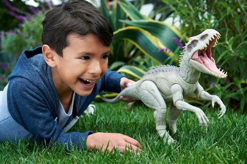 Mattel Jurassic World Indominus Rex Dinosaur Toy مع الأضواء والأصوات والحركة ، Camouflage 'N Battle I-Rex ، طولها 21 بوصة مع اللعب الرقمي in Saudi Arabia