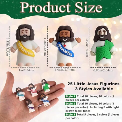 25 PCs شخصيات يسوع الصغيرة ، تماثيل يسوع Mini Mini Mini بالجملة ، الأطفال الصغير الصغير يسوع ، ألعاب مطاطية للاختباء والسعي للحصول على هدايا عيد الميلاد ، صيد بيض عيد الفصح ، اللوازم المدرسية الأحد ، الأطفال والبالغين in Kuwait