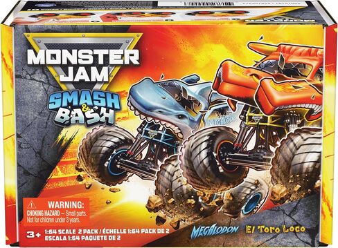 Monster Jam Smash & Bash 2-Pack Monster Trucks ، Megalodon & El Toro Loco ، 1:64 Die Cast Truck Railable Truck ، Kids Toys for Boy and Girls Age 3 and Up in Kuwait