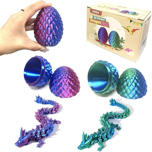 Akida 2 حزم بيض التنين مع التنين داخل ، لعبة Dragon Egg Fidget ، بيض التنين ثلاثي الأبعاد مع التنين داخل ، بيض التنين الغامض ، بيض التنين المطبوع ثلاثي الأبعاد ، تخزين سلة عيد الفصح in Saudi Arabia