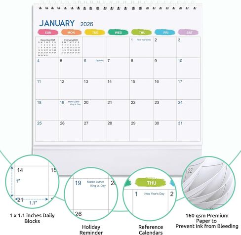 SKYDUE Desk Calendar 2024-2025, Jul 2024 to Dec 2025 18 Months Small Desk Calendar with Planner Stickers, 8.5" x 7" Desktop Calendar Planner, Kraft in Saudi Arabia