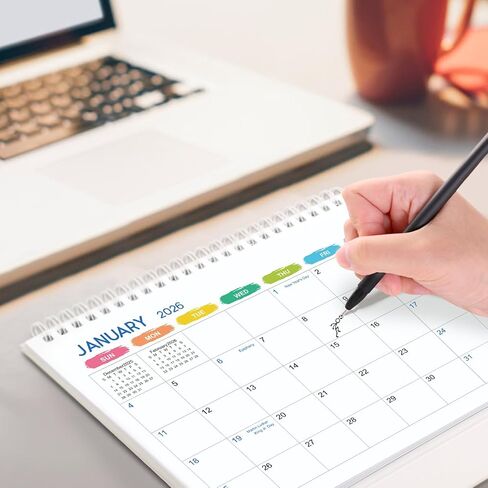 SKYDUE Desk Calendar 2024-2025, Jul 2024 to Dec 2025 18 Months Small Desk Calendar with Planner Stickers, 8.5" x 7" Desktop Calendar Planner, Kraft in Saudi Arabia